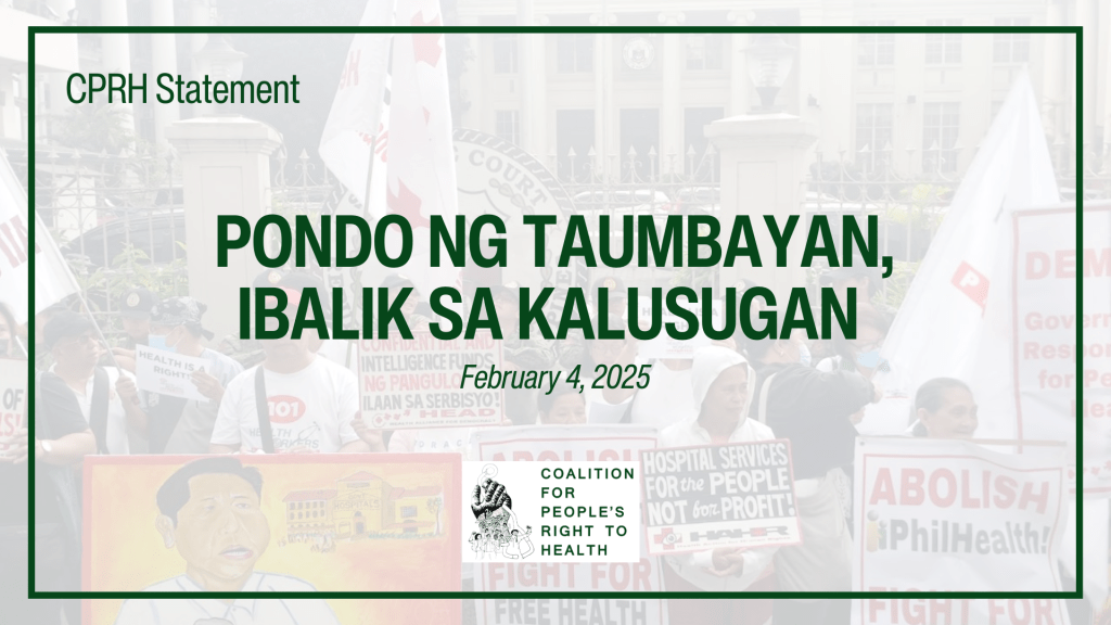 Pondo ng taumbayan, ibalik sa&nbsp;kalusugan